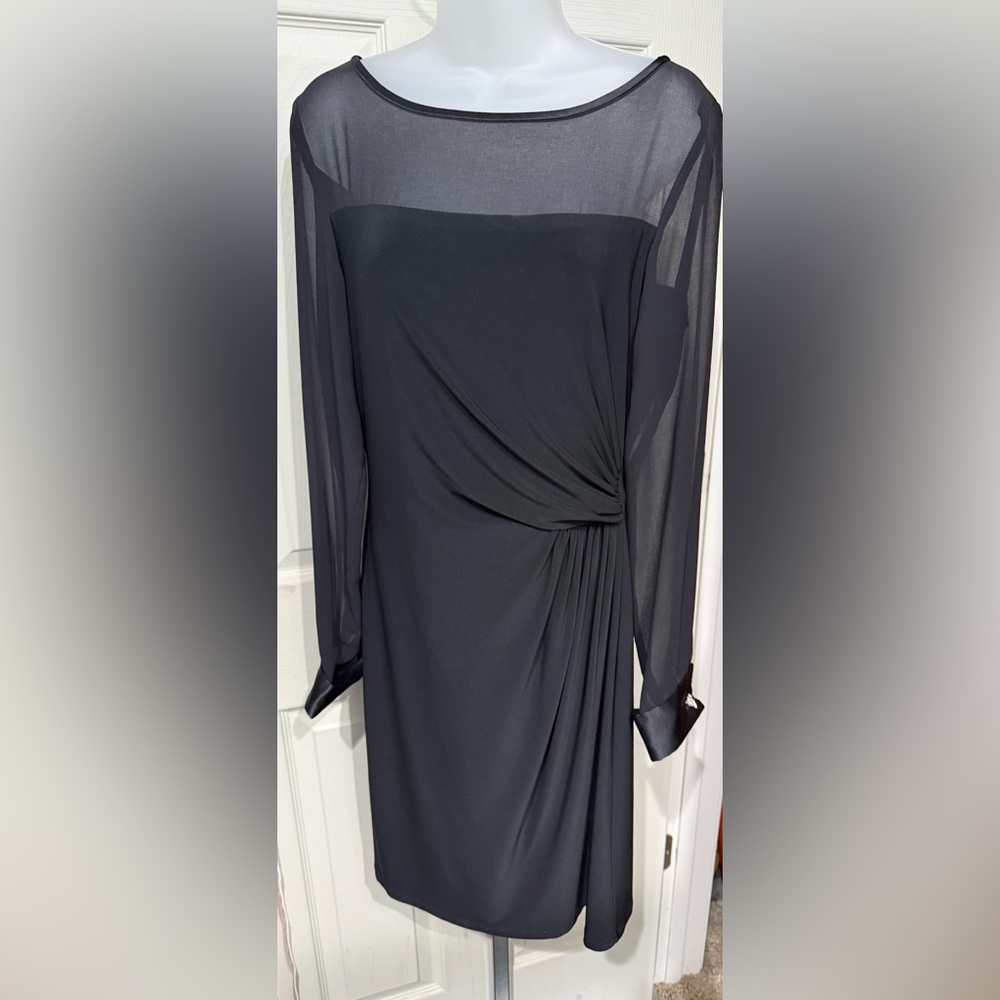 *Prom* Ralph Lauren Black Long Sleeve Rhinestone Cufflink Cocktail Dress